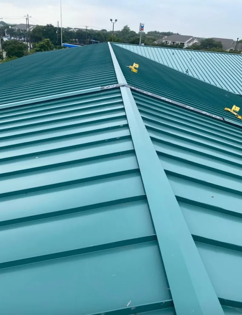 Green commercial metal roof ridge and valley for Metal Roof Repair in El Sobrante