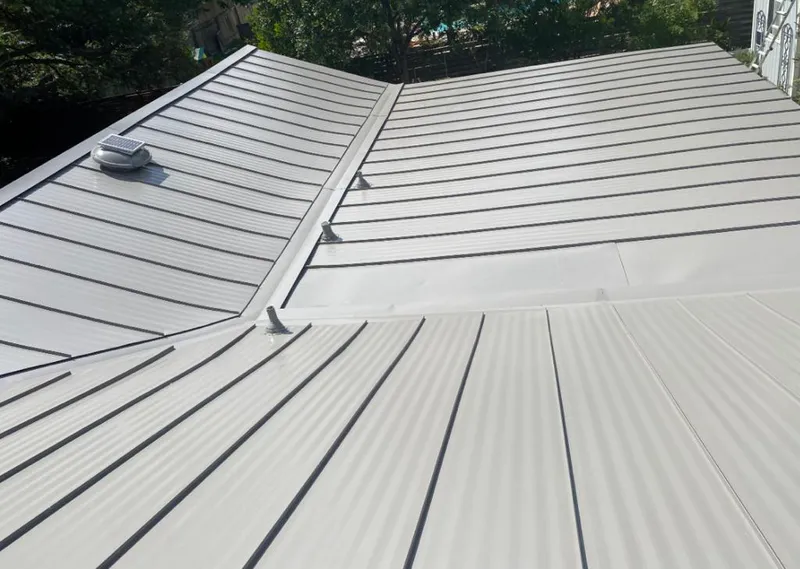 Solar attic fan installed on a metal roof for Roof Ventilation in El Sobrante